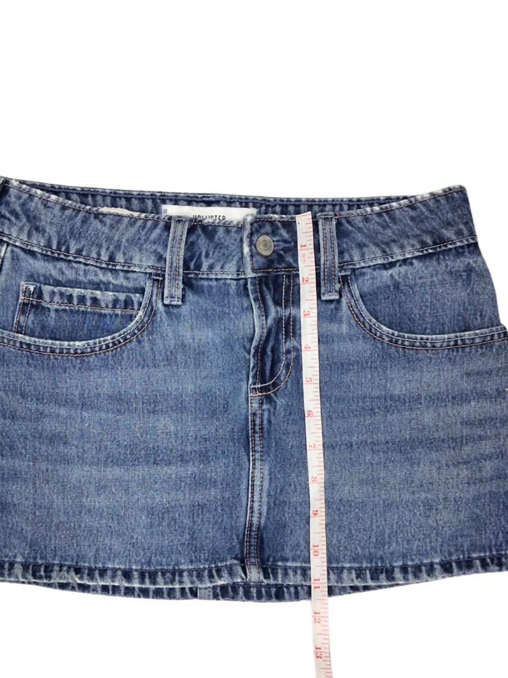 Hollister Denim Skort Women 00 Blue Jean Mini Skirt Built In Shorts Y2K Low Rise - Picture 8 of 10
